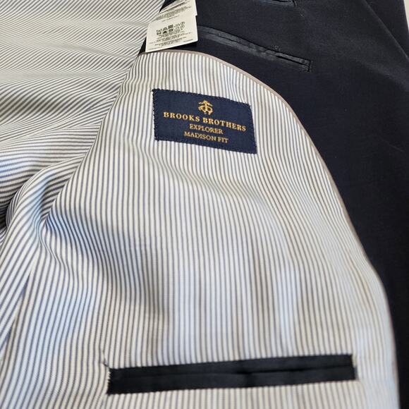 Brooks Brothers Mens Explorer Madison Fit Wool Blazer Suit Jacket Size 42R Blue - Picture 7 of 13